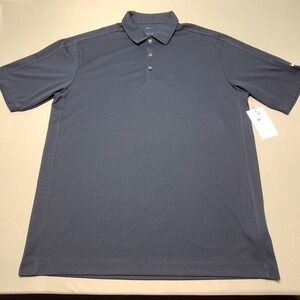 Nike Dri Fit Mens Polo L Navy Blue Athletic Golf Sleeve Logo Short Sleeve Nwt
